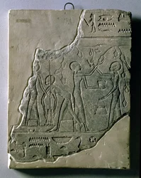 Bas relief of priestesses gathering grapes, 26th-30th Dynasty